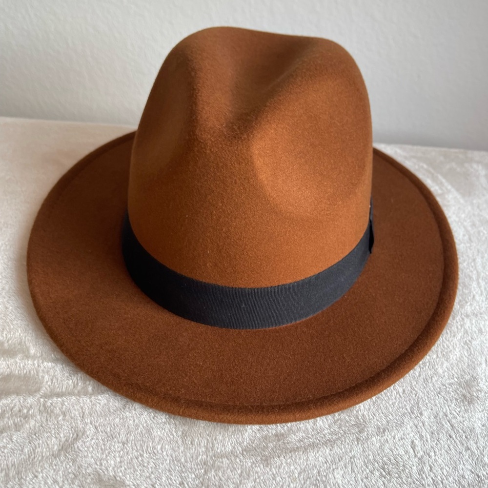 NWOT‎ H&M Brown Wool Fedora with Black Band - Picture 3 of 7